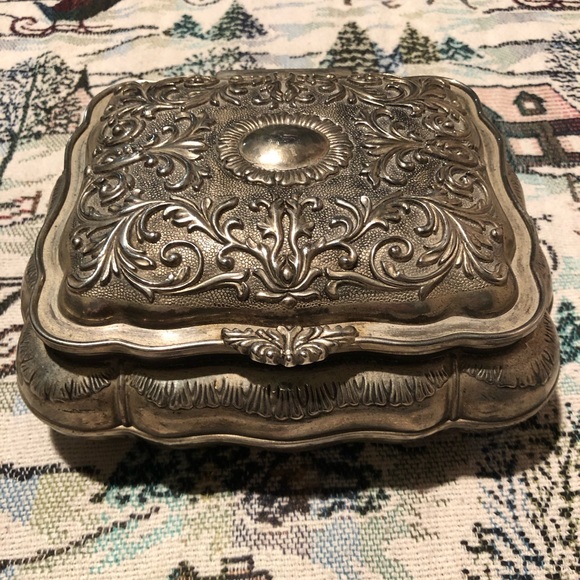 Other - Silver Plated Jewelry box with red interior lining